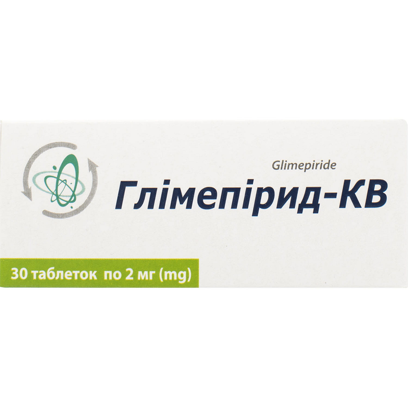 ГЛІМЕПІРИД-КВ таблетки по 2 мг, по 10 таблеток у блістері, по 3 блістери в пачці